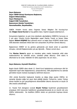 Başkanın Konuşma Metni