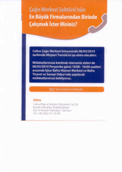 &Ccedil;alışmak İster Misiniz? - Bafra Ticaret ve Sanayi Odası