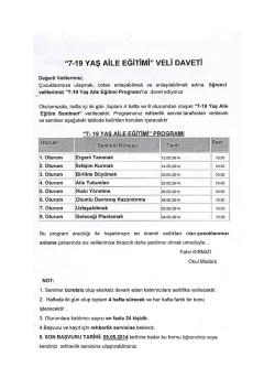 7-19 Yaş Aile Eğitimi Programı