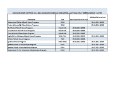 PROGRAM YER Yazılı Sınav Tarih ve Saat M&uuml;lakat Tarih ve Saat