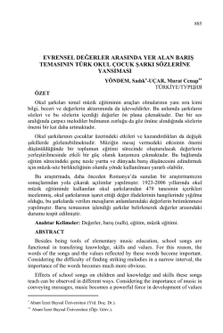 EVRENSEL DEĞERLER ARASINDA YER ALAN BARIŞ