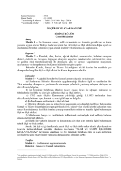 &Ouml;l&ccedil;&uuml;ler ve Ayar Kanunu