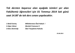 Hukuk Fak&uuml;ltesi Tek Ders Sınavı Duyurusu