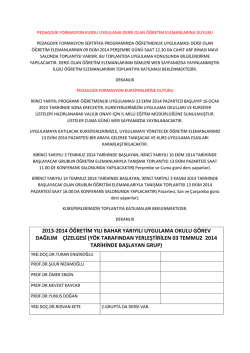 pedagojik formasyon kursu uygulama dersi olan &ouml;ğretim