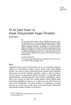 En Az &Ccedil;aba Yasası ve Kazak T&uuml;rk&ccedil;esindeki Yaygın &Ouml;rnekleri