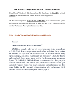 TEK DERS SINAV BAŞVURUSU İLE İLGİLİ &Ouml;NEMLİ