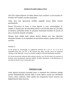&Ouml;ĞRENCİLERİN DİKKATİNE 2014-2015 Eğitim