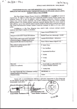 Finans Finansal Kiralama A.Ş. İhra&ccedil; Belgesi