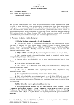 1- Personel Se&ccedil;imine İlişkin Kriterler A) Kafile Başkanı olarak