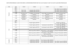 2014-2015 Bahar Yarı Yılı Haftalık Ders Programı