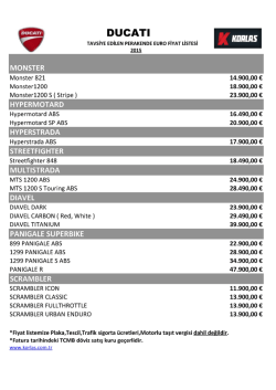 Ducati 2015 yılı motosiklet fiyatları