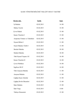 KAMU TEK &Ccedil;İFT TAKVİMİ