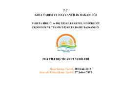 DIŞ TİCARET (Milyon Dolar) - TC Gıda Tarım ve Hayvancılık Bakanlığı