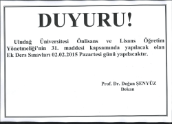 DUYURU! - Uludağ Üniversitesi