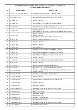 S.NU. SINAV TARİHİ SINAVIN ADI 1 [29 OCAK 2015