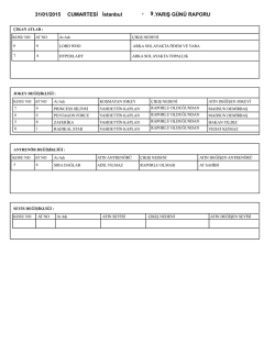 31/01/2015 CUMARTESİ 9.YARIŞ G&Uuml;N&Uuml; RAPORU İstanbul