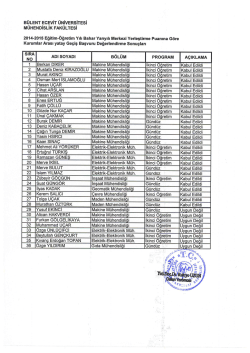 2014-15 Eğitim-&Ouml;ğretim Yılı Bahar Yarıyılı Merkezi Yerleştirme