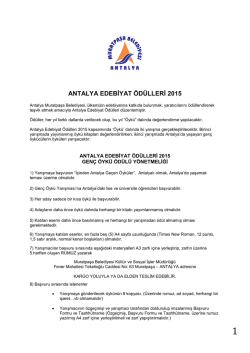 antalya edebiyat &ouml;d&uuml;lleri 2015 gen&ccedil; &ouml;yk&uuml; &ouml;d&uuml;l&uuml; y&ouml;netmeliği