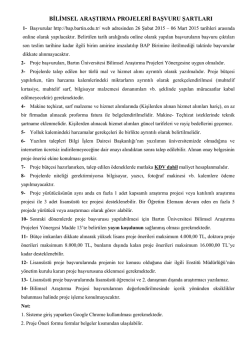 bilimsel araştırma projeleri başvuru şartları