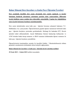 Bahar Yarıyılı Ders Kayıtları