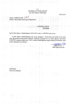 T.c. z sıvEREK KAYMAKAMLIĞI ıı&ccedil;e Miııi Eğitim M&uuml;d&uuml;rl&uuml;ğ&uuml; 30/01/2015