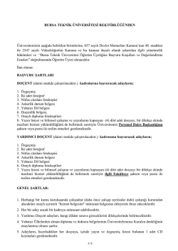 BURSA TEKNİK &Uuml;NİVERSİTESİ REKT&Ouml;RL&Uuml;Ğ&Uuml;NDEN