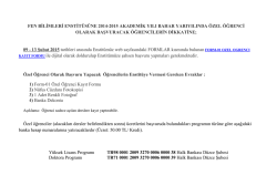 2014-2015 Bahar Yarıyılı &Ouml;ZEL &Ouml;ĞRENCİ Alımı Duyurusu İ&ccedil;in