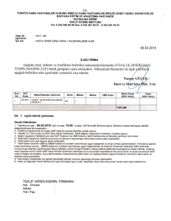 &Ouml;n Teklif İsteme Mektubu - Bozyaka Eğitim ve Araştırma Hastanesi