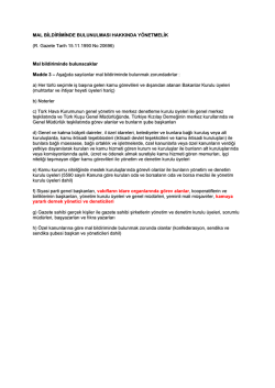 MAL BİLDİRİMİNDE BULUNULMASI HAKKINDA YÖNETMELİK (R