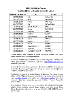 kazananlar listesi kesin kayıt işlemleri ile ilgili bilgiler.