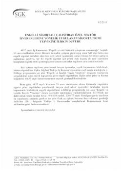 ENGELLI SiGORTALI CALI$TIRAN OZEL SEKTOR i