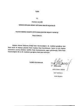 İhale İptali - Yalova Valiliği