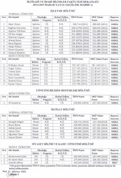 İKTİSADİ VE İDARİ BİLİMLER FAK&Uuml;LTESİ DEKANLIĞI