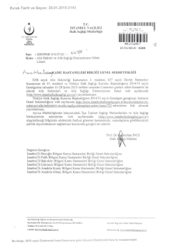 İstanbul Halk Sağlığı M&uuml;d&uuml;rl&uuml;ğ&uuml;`n&uuml;n Aile Hekimi ve Aile Sağlığı