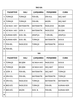 sınıf ders programı i&ccedil;in tıklayınız.