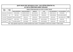 20.Hafta &Ouml;ğretmen N&ouml;bet &Ccedil;izelgesi