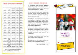 &ouml;rnek tatil &ccedil;alışma programı