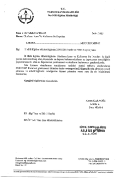 İl&ccedil;e Milli Eğitim M&uuml;d&uuml;rl&uuml;ğ&uuml; Yazısı - tarsus il&ccedil;e mill&icirc; eğitim m&uuml;d&uuml;rl&uuml;ğ&uuml;