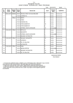 şubat ayı sorumluluk sınavı tarihleri