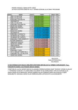 2014-2015 sorumluluk sınav takvimi