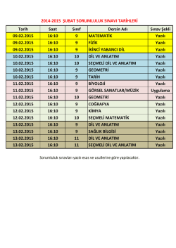 Tarih Saat Sınıf Dersin Adı Sınav Şekli 09.02.2015 16:10 9