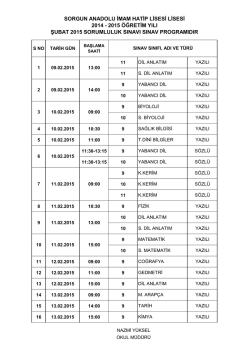 SORGUN ANADOLU İMAM HATİP LİSESİ LİSESİ 2014