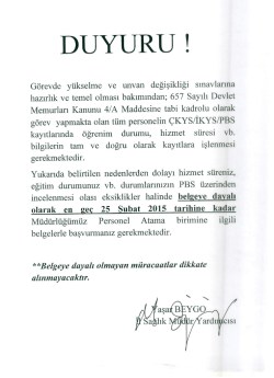 DUYURU l - Van İl Sağlık M&uuml;d&uuml;rl&uuml;ğ&uuml;