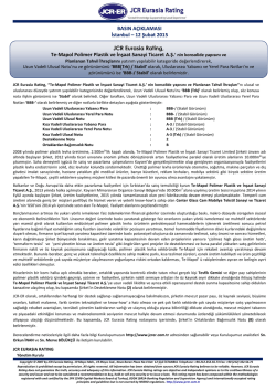 PRESS RELEASE - JCR Eurasia Rating