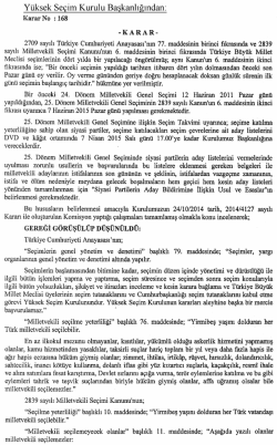 Y&uuml;ksek Se&ccedil;im Kurulu Başkanlığından: