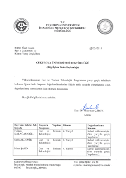 &Ccedil;.&Uuml;. İmamoğlu Meslek Y&uuml;ksek Okulu Yatay Ge&ccedil;iş Değerlendirme