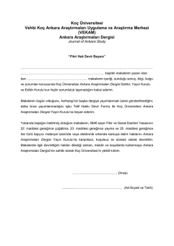 Telif Hakkı Bildirimi - Ankara Araştırmaları Dergisi