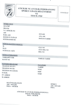 SPORCU LİSANS BİLGİ FORMU FOTOĞRAF