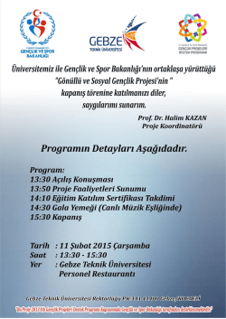 G&ouml;n&uuml;ll&uuml; ve Sosyal Gen&ccedil;lik Projesinin Kapanış T&ouml;reni Davetiyesi