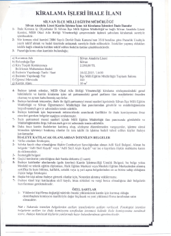 İhale İlan Metni - Silvan İl&ccedil;e Milli Eğitim M&uuml;d&uuml;rl&uuml;ğ&uuml;